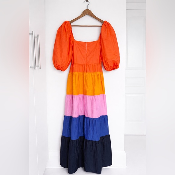 Farm Rio Tiered Colorblocked Maxi Dress NWT - Picture 7 of 9
